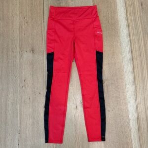 Mind Body Love Peace Love World Red black Athletic Leggings size small tall ST